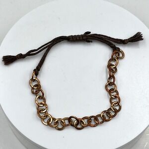 Vintage Gold Tone Chain Link Bracelet Adjustable Cord Casual Fashion Jewelry